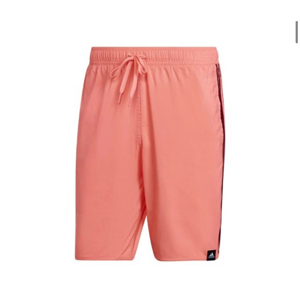 Adidas Mens Acid Red Legacy Burgundy Classic Length 3 Stripes Swim Shorts L NWT